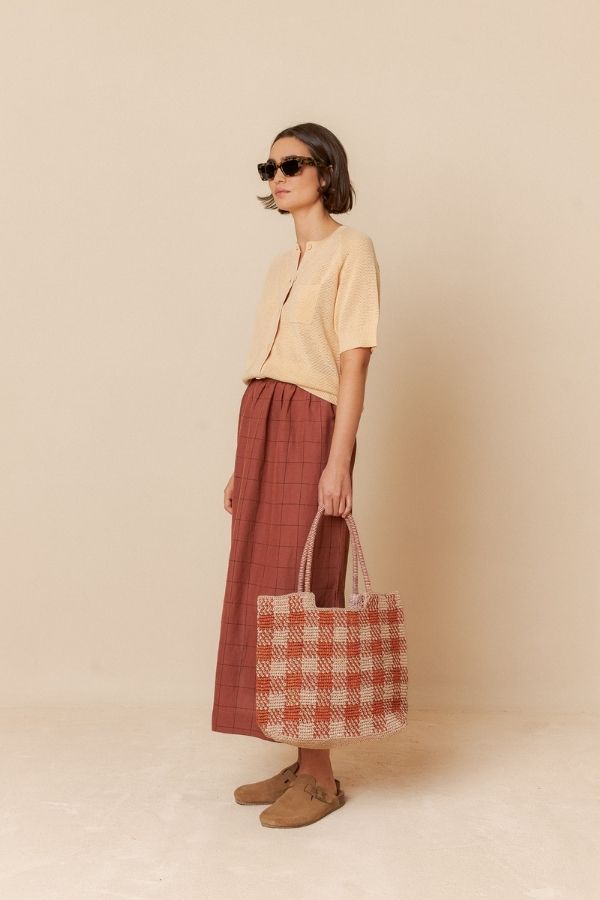 Windowpane Check Skirt