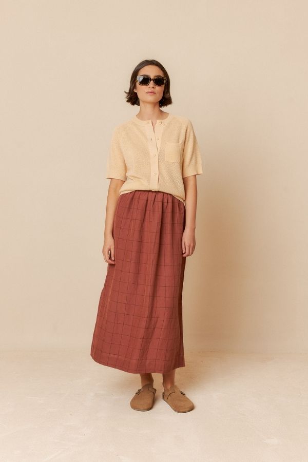 Windowpane Check Skirt