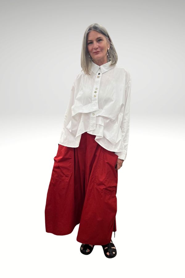 Tie Gather Pant Red