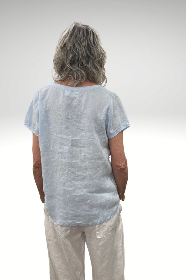 Ellie Round Neck Top Soft Blue