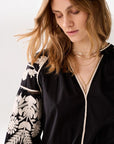 Embroidered Sleeve Top