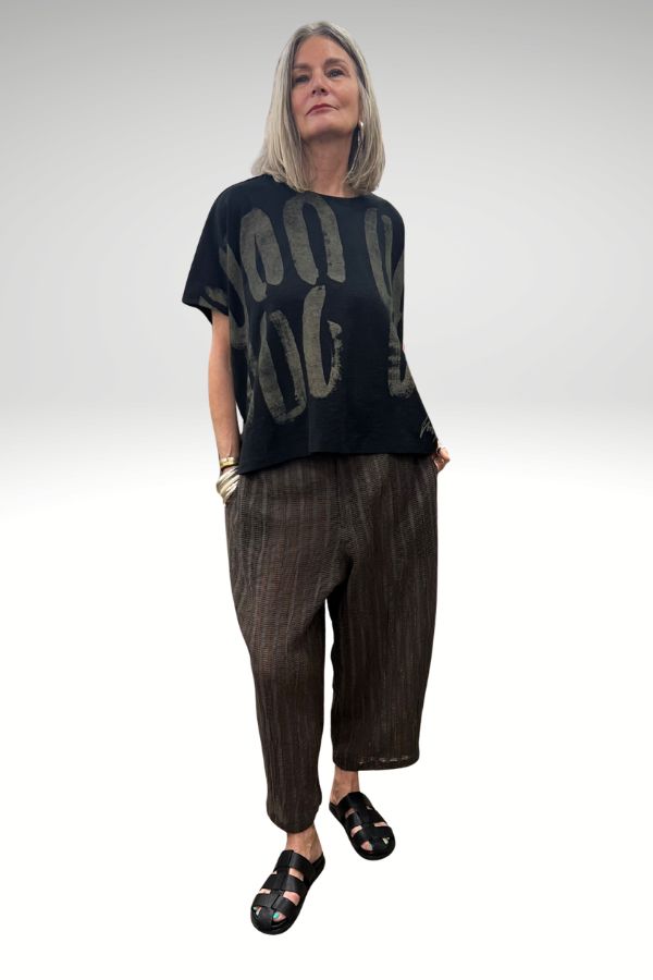 Textured Stripe Pant Brown