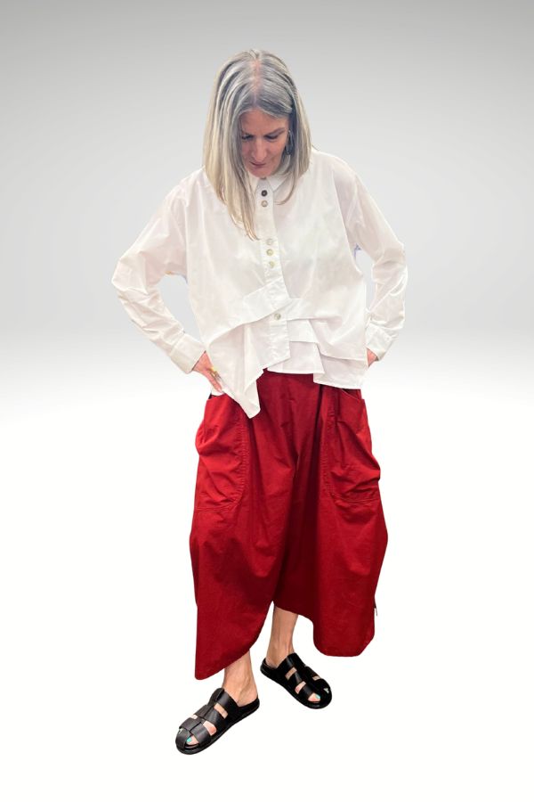 Tie Gather Pant Red