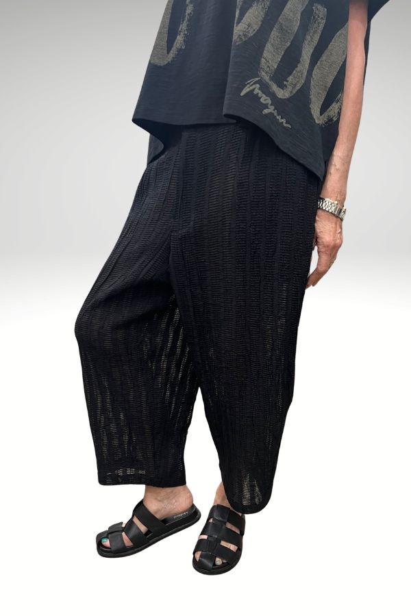 Textured Stripe Pant Black
