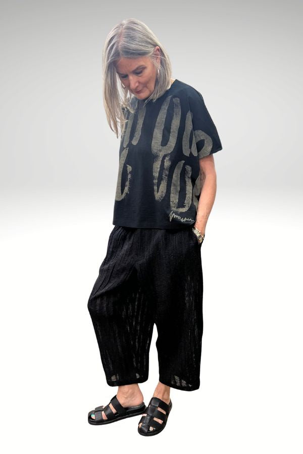 Textured Stripe Pant Black