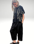Textured Stripe Pant Black