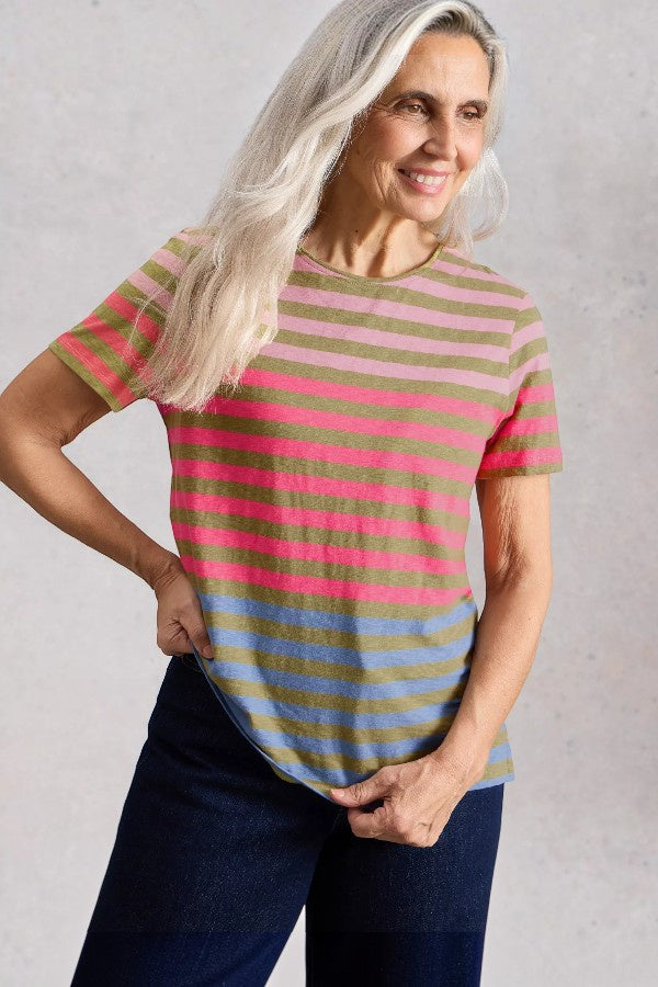 Abbie Stripe Tee Green