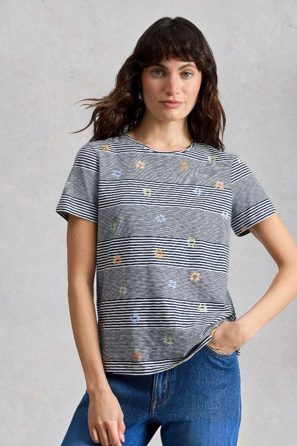 Abbie Stripe Tee Navy