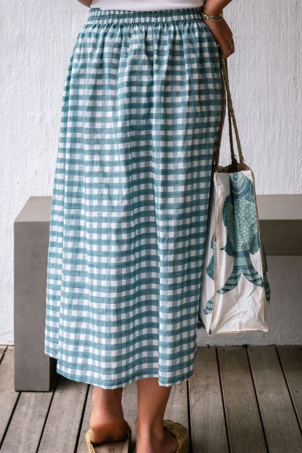 Harry Check Skirt Chambray