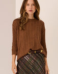 Vaun Cable Knit Tee Toffee