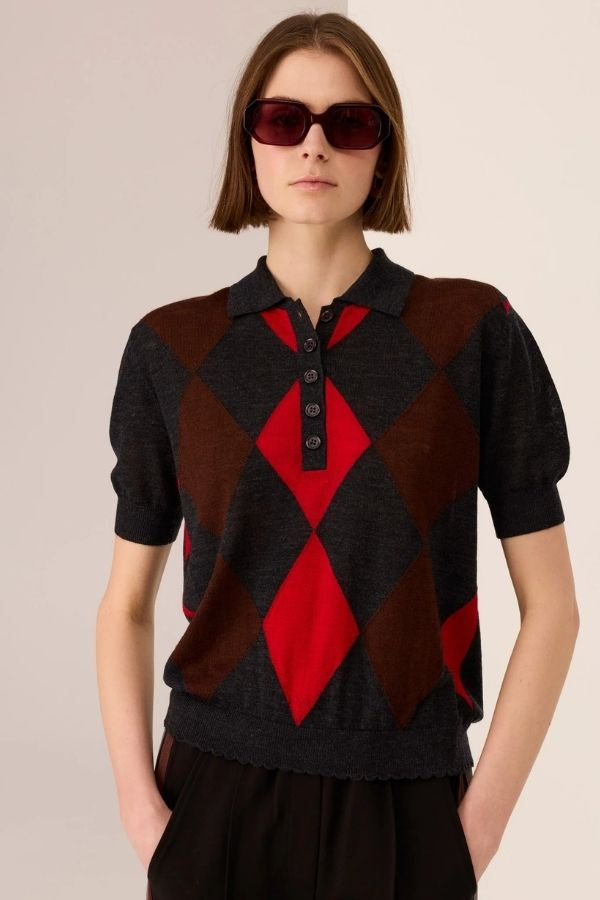Meira Argyle Knit Tee