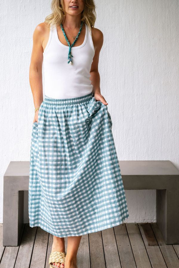 Harry Check Skirt Chambray