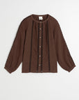 Double Gauze Lace Shirt Chocolate