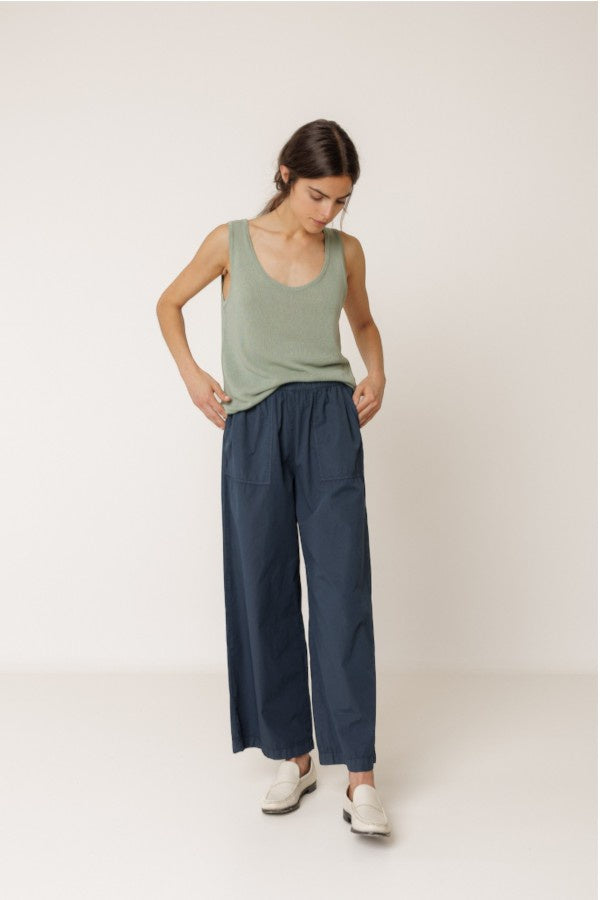 Straight Poplin Pant Navy