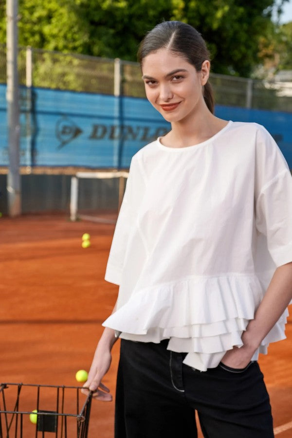 Urban Ruffle Top - White