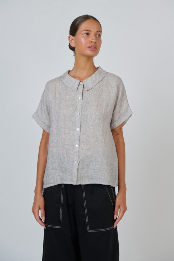 Collar Linen Top Chai