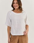 Nat Linen Top White