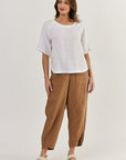 Nat Linen Top White