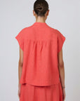 Collarless Linen Top Sunset Strip