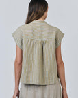 Reed Capped Sleeve Button Top