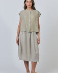 Reed Capped Sleeve Button Top