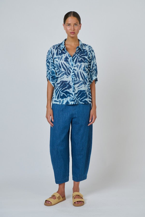 Tulip Cropped Denim Pant Chambray