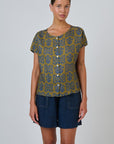 Round Neck Button Top Motif