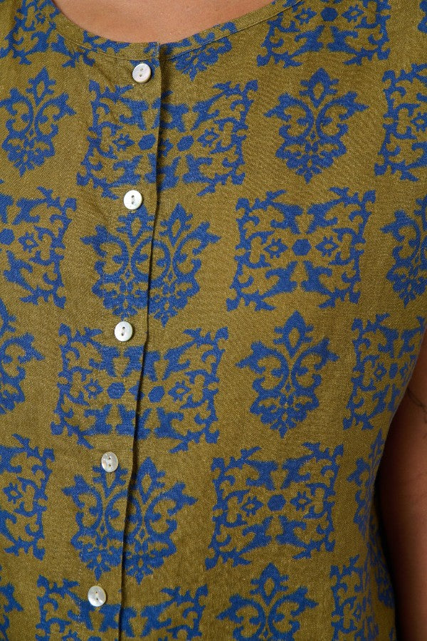 Round Neck Button Top Motif