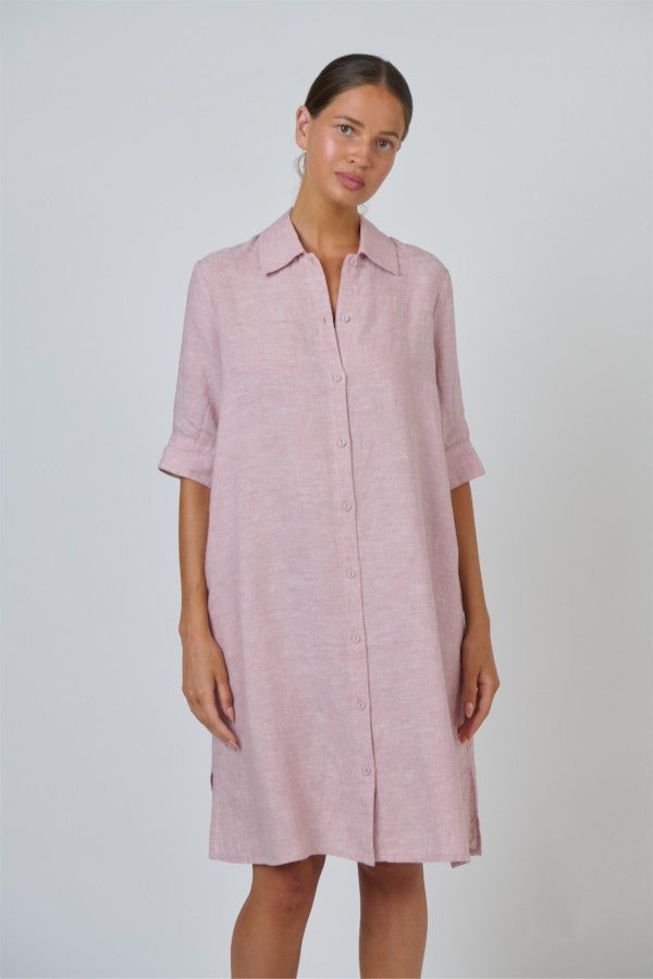 Linen Shirt Dress Radish