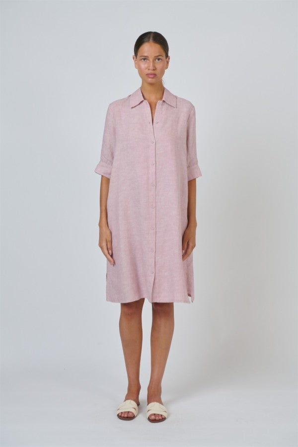 Linen Shirt Dress Radish