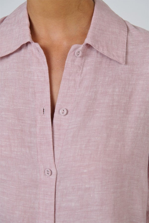 Linen Shirt Dress Radish