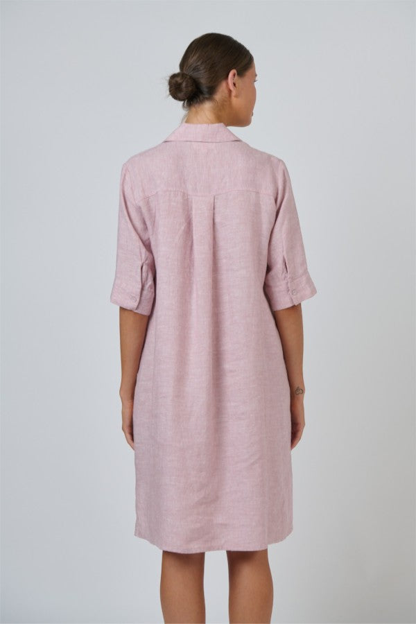 Linen Shirt Dress Radish