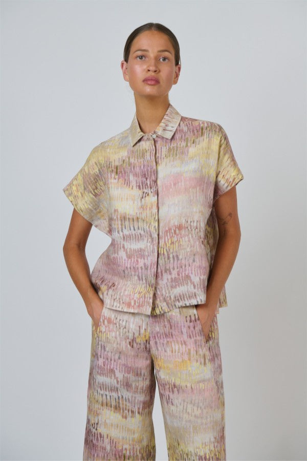 Concealed Button Linen Top Jardin