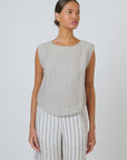 Button Back Linen Tank Mousse