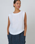 Button Back Tank White