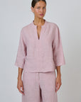 3/4 Sleeve Linen Top Radish