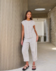 Tulip Cropped Linen Pant Sand