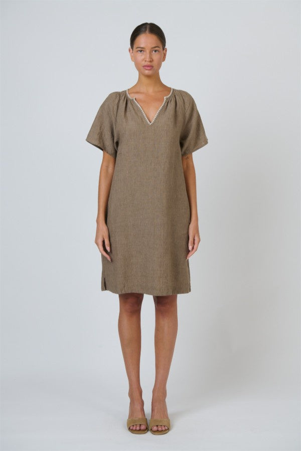 Split V Neck Dress Agate