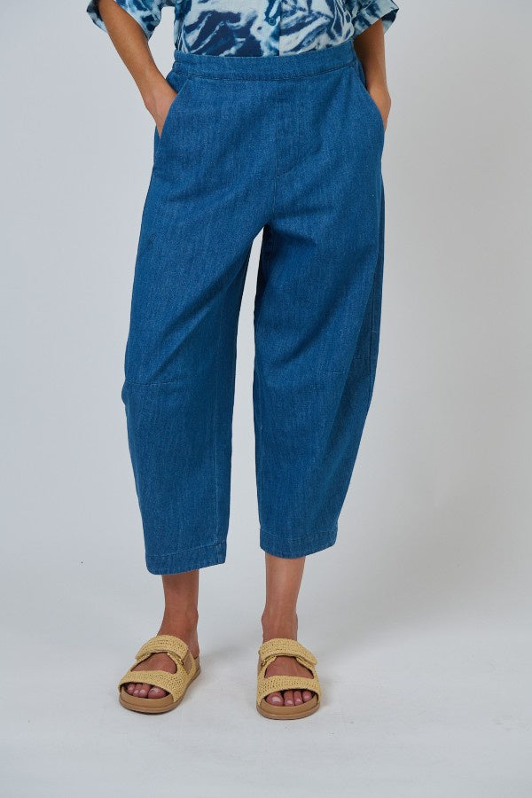Tulip Cropped Denim Pant Chambray