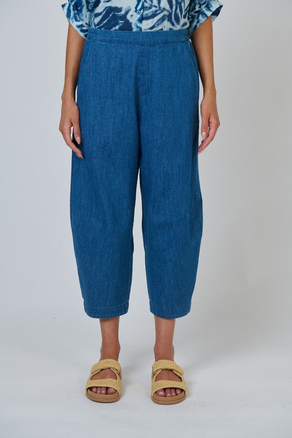 Tulip Cropped Denim Pant Chambray