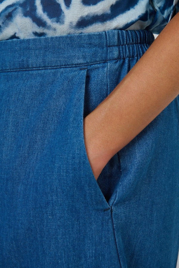 Tulip Cropped Denim Pant Chambray