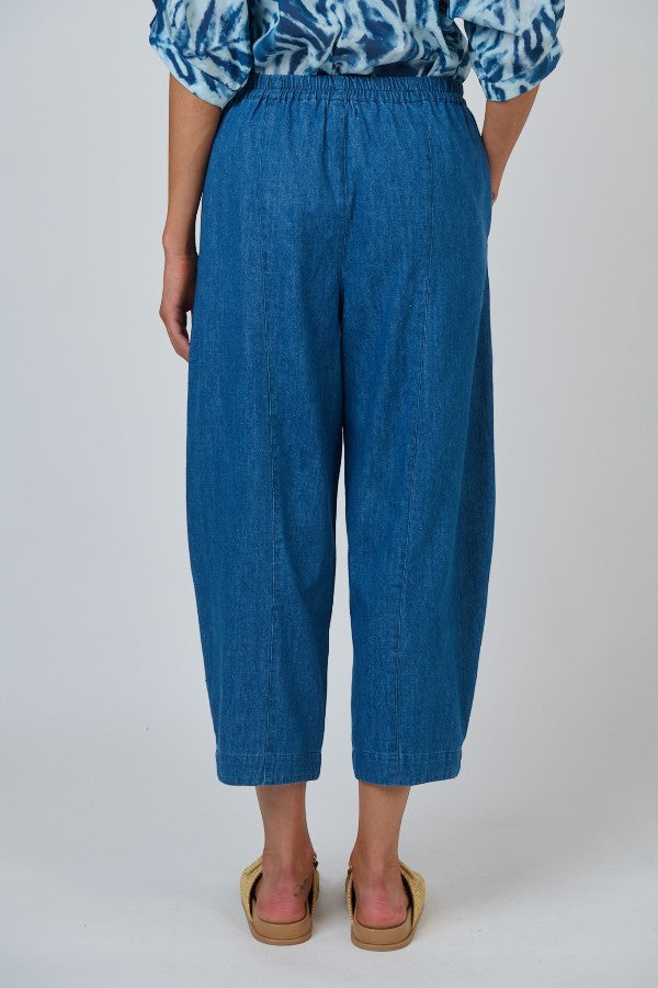 Tulip Cropped Denim Pant Chambray