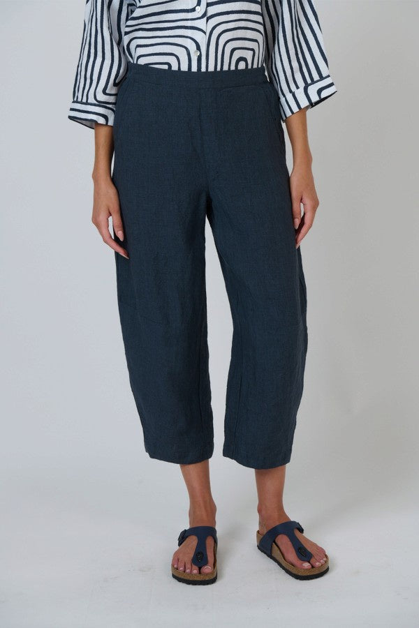 Tulip Cropped Linen Pant Gunsmoke