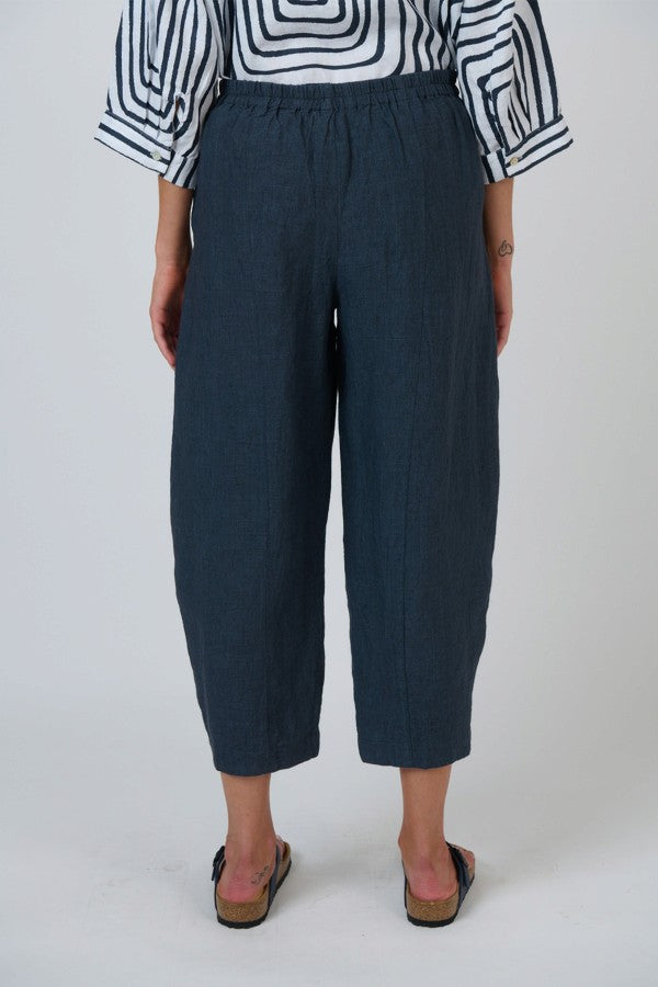 Tulip Cropped Linen Pant Gunsmoke