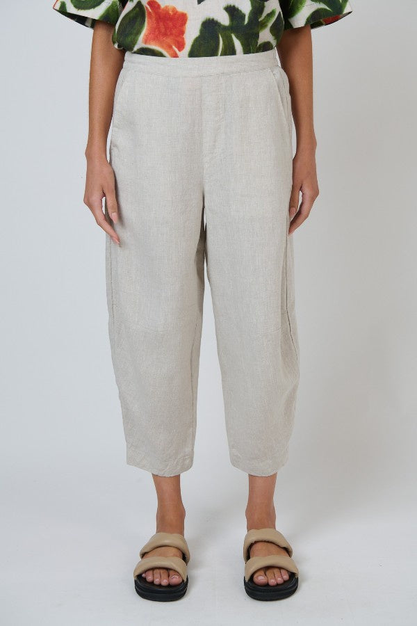 Tulip Cropped Linen Pant Sand