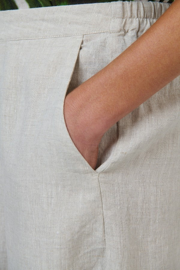 Tulip Cropped Linen Pant Sand