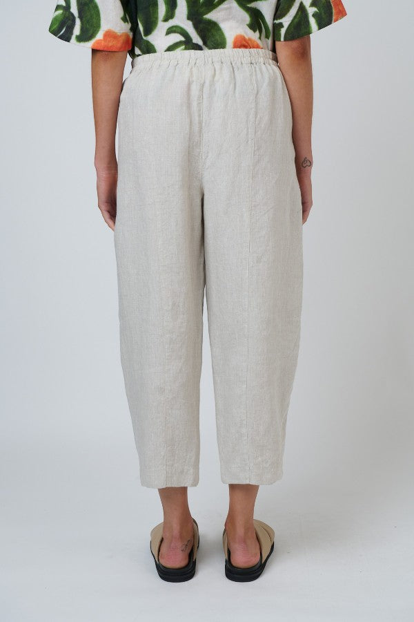 Tulip Cropped Linen Pant Sand