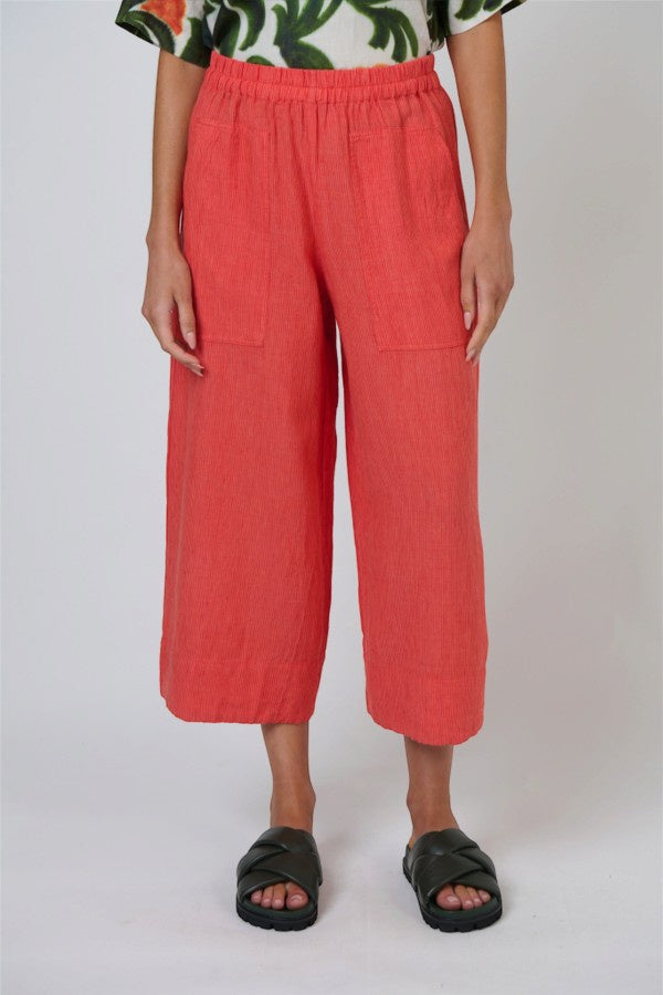 Cropped Wide Linen Pant Sunset Strip
