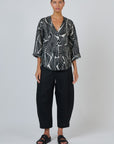 Tulip Cropped Linen Pant Black