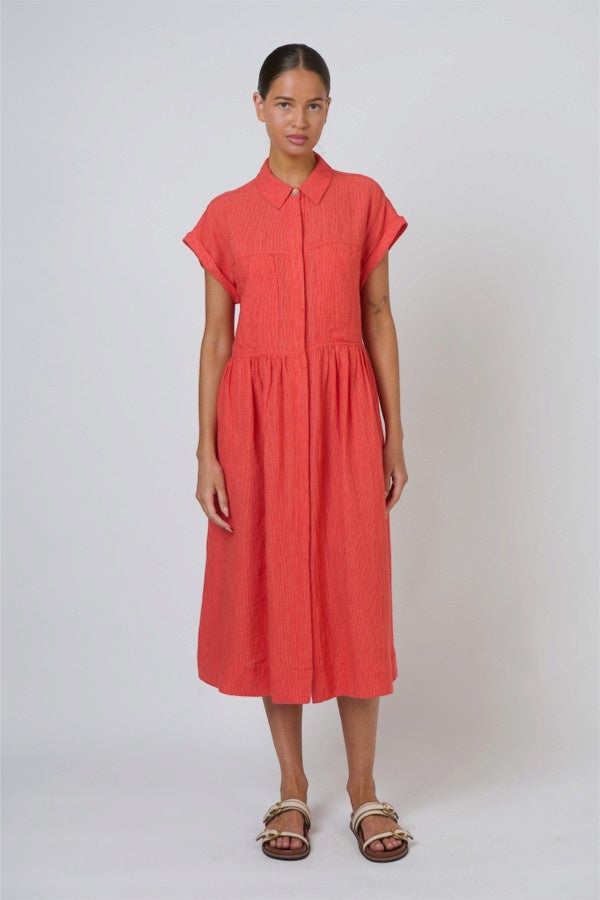 Pocket Detail Linen Dress Sunset Strip